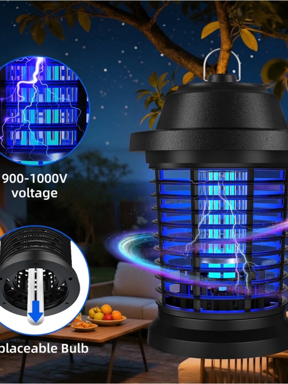 Electric Bug Zapper Lantern - Black